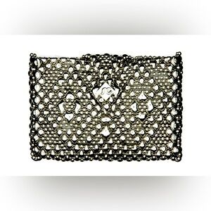 Liquid Silver Metal card holder with snap